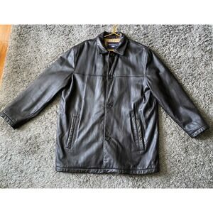 Dockers Brown Insulated Leather Coat Men's Size XL 100% Lamb Leather Jacket